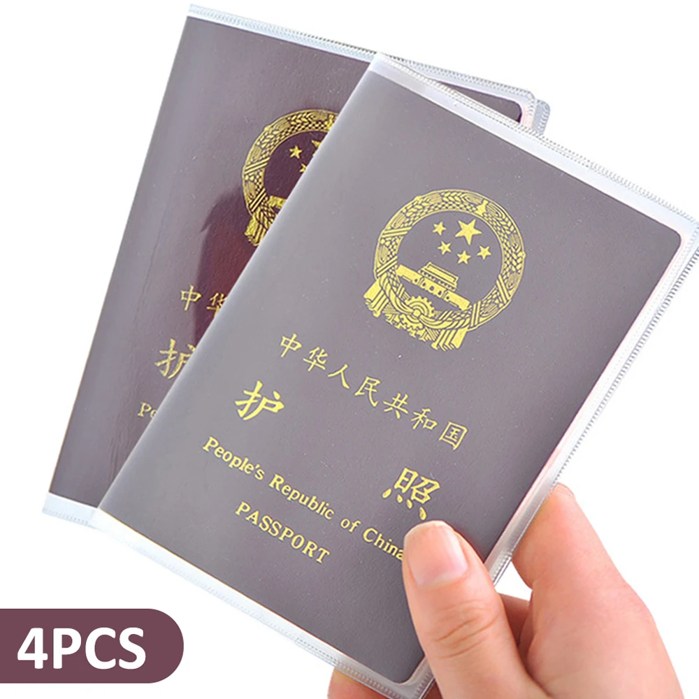 1-4PCS Passport Protective Cover Transparent Frosted, PVC Material Waterproof Document Case