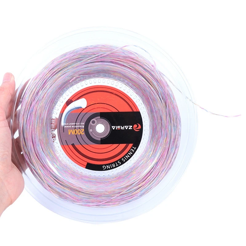 

A57T ZARSIA 1 Reel 1.35mm Synthetic Flash Nylon Rainbow Tennis String Soft Feeling Tennis Racket Strings(200M )