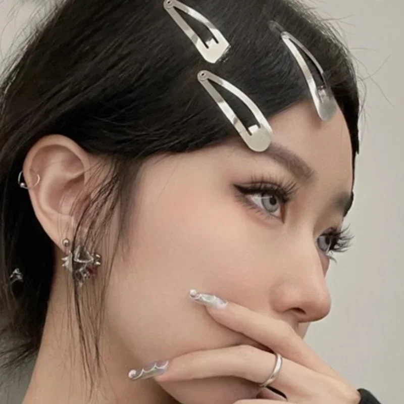 100 Uds. Pinzas para el cabello plateadas de Metal BB Snap Y2K Base de horquillas para pasadores hechos a mano DIY accesorios de tocados de estilo coreano para mujeres