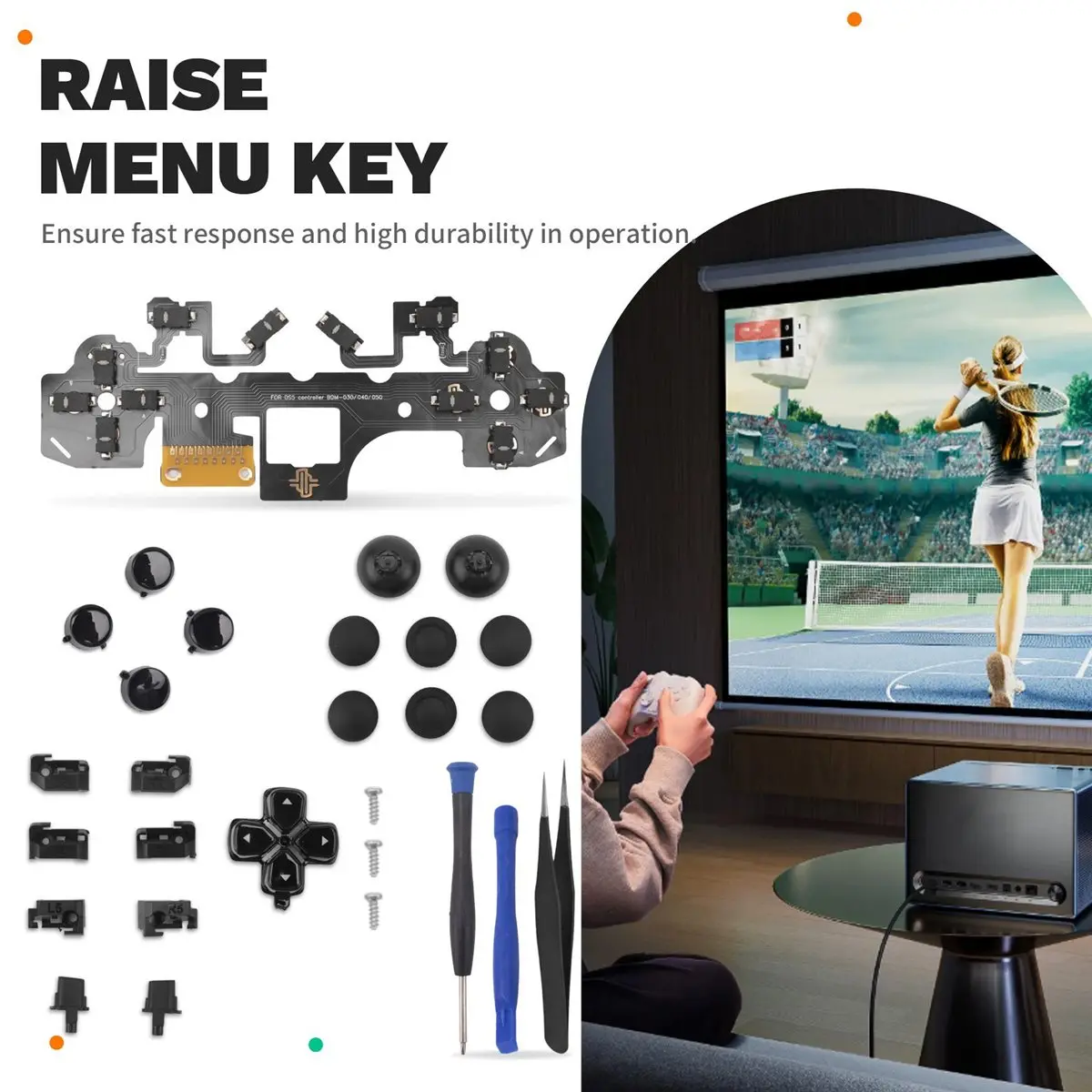 Ergonomic Micro-Switch Tactile Clicky Hair Trigger Kit+Joystick Cap for Controller BDM-030/040/050 12 Key Click A