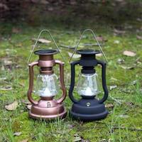 Retro Camping Lantern hand cranked Kerosene Lamp Portable Solar Charging Handheld Lantern Outdoor Waterproof Dangling Tent Light