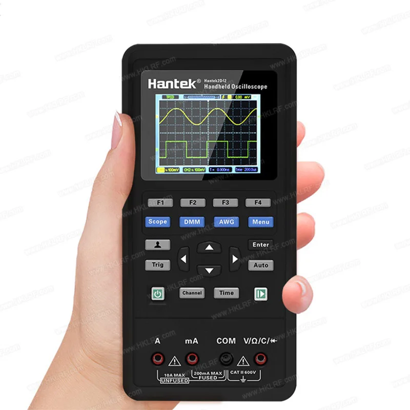 Osciloscopio Digital Hantek 2D42 2 en 1 de 2 Canales + Multímetro, 40MHz, 250MSa/s, Generador de Señales, Multímetro DMM