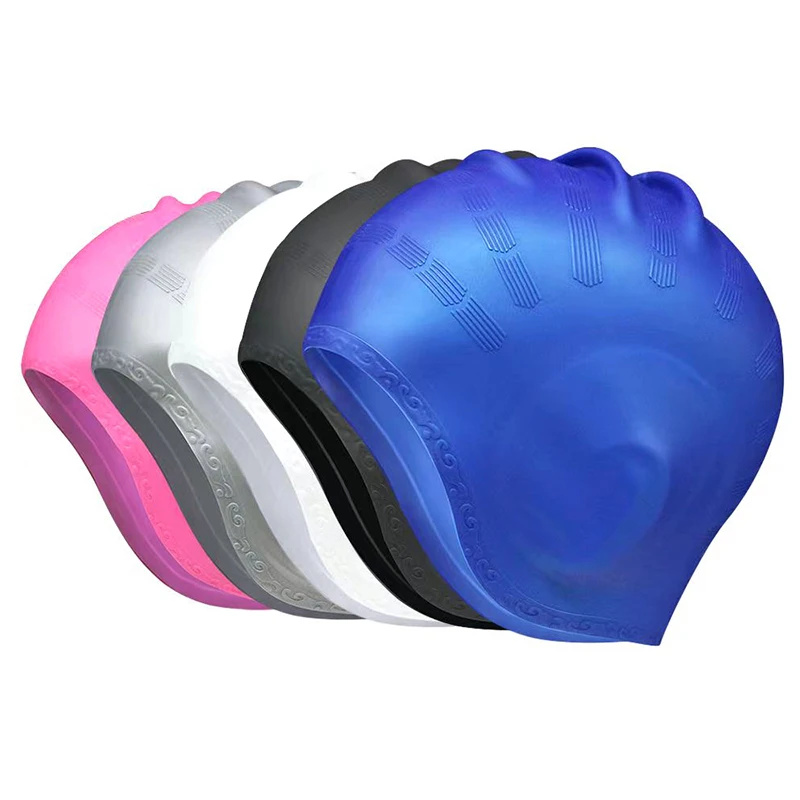 Adults Silicone Swimming Caps Men Women Ear Protection Bathing Hat With Long Hair Waterproof Swim Pool Cap For Diving