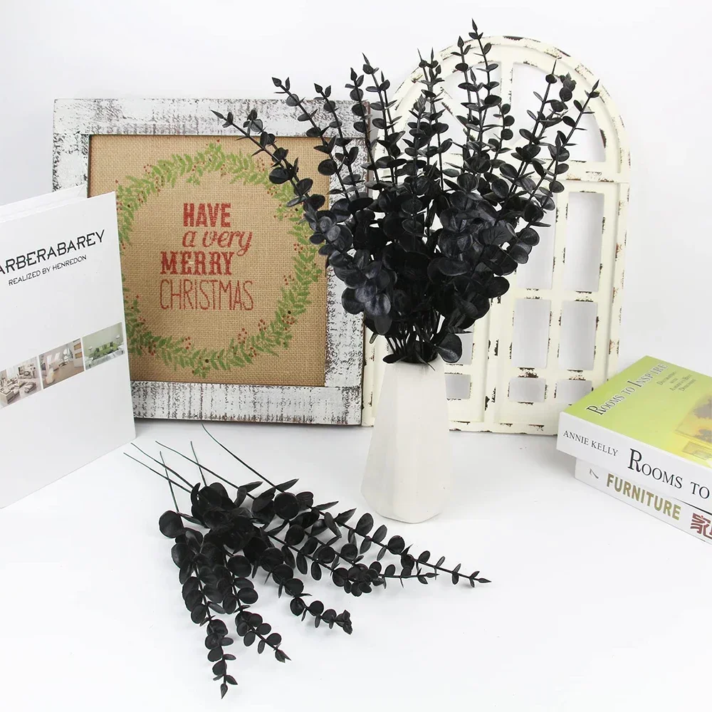 10 Stück künstliche Eukalyptusblätter, Eukalyptus-Stiele für Zuhause, Blumenstrauß, Herzstück, Hochzeitsdekoration, Weihnachtsdekoration – Detail 4