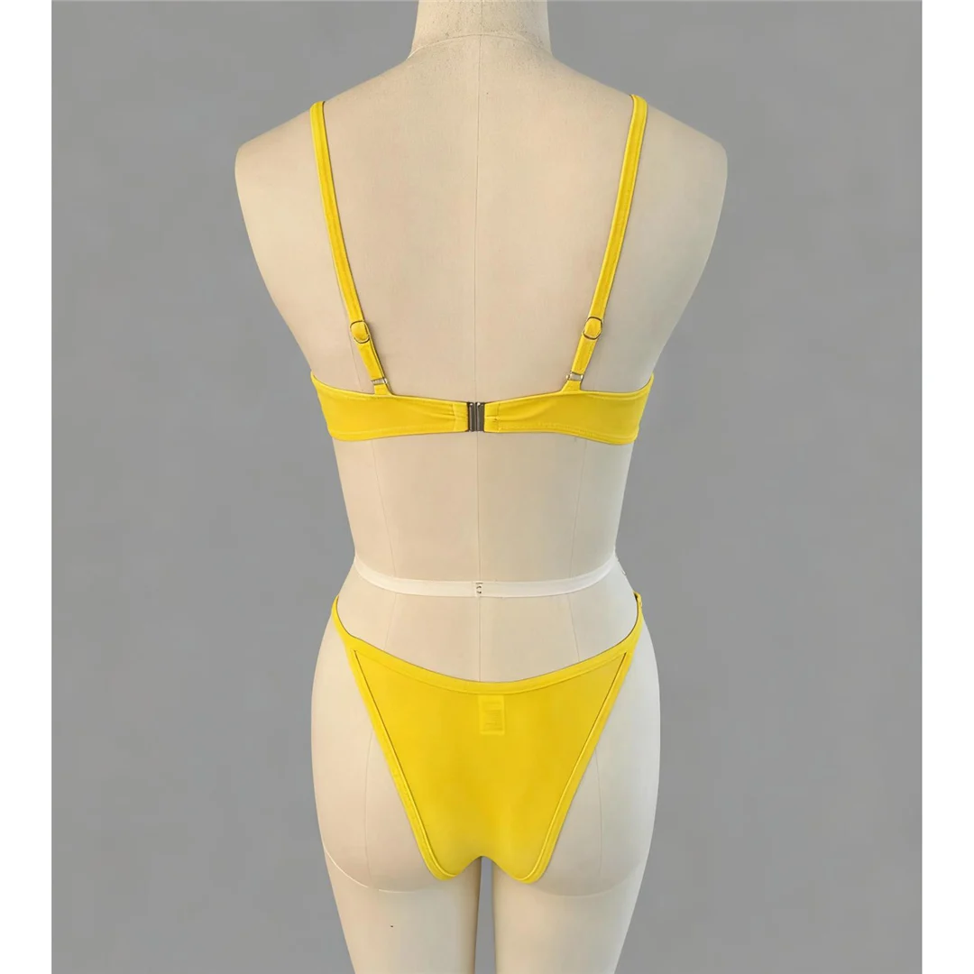 S - XXL Transparenter Bikini mit Splicing-Design, Damen-Badeanzug, zweiteiliges Bikini-Set, Badeanzug mit hohem Beinausschnitt, Badebekleidung, Schwimmbekleidung V7518 – Detail 9