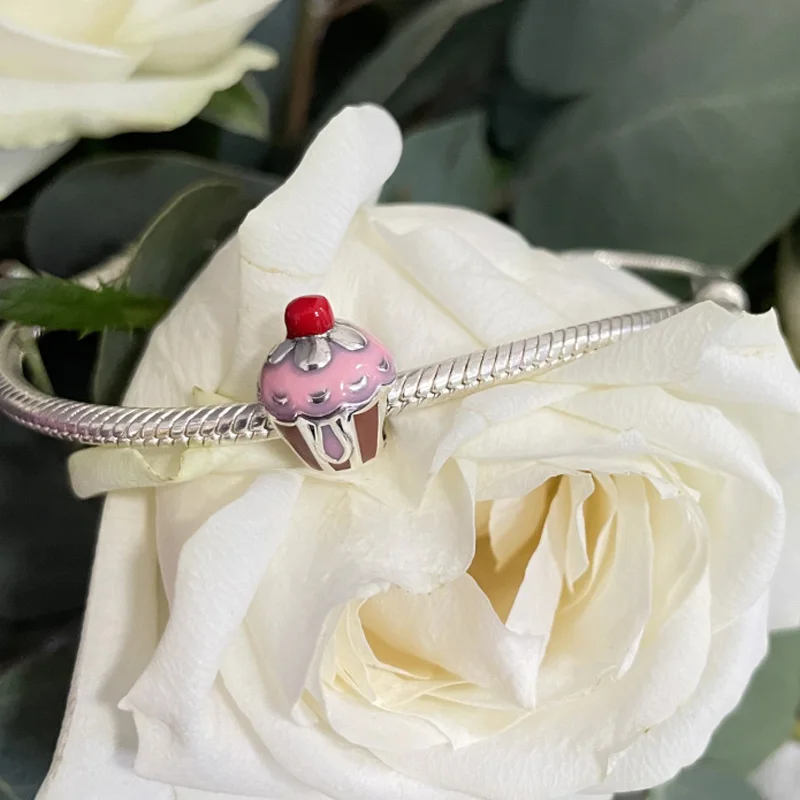 Breloques en argent regardé 925 pour femme, ballon à air chaud, pendentif joyeux anniversaire, perles, pendentif gâteau, convient au bracelet