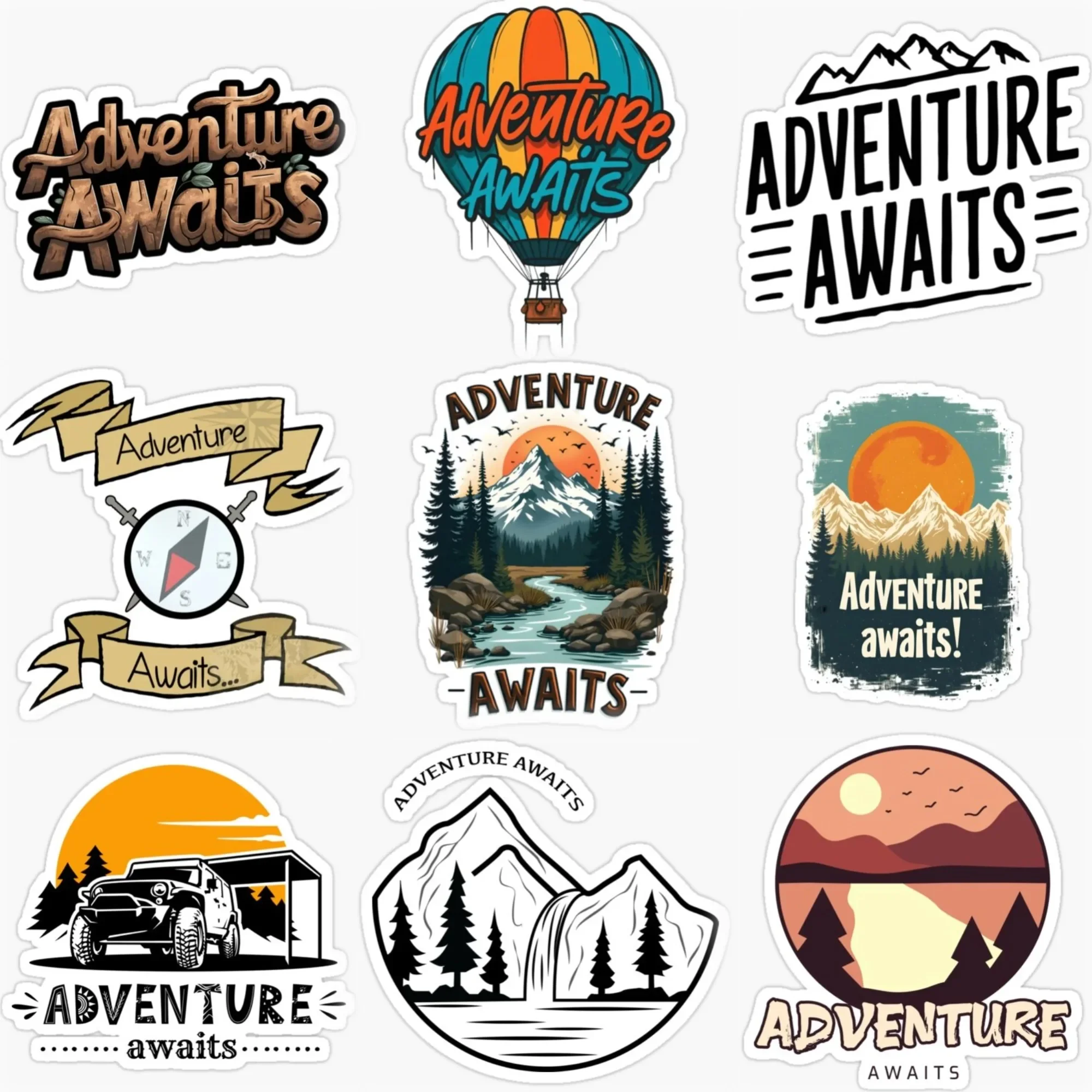 

Adventure Awaits Travel PVC Personalized Car Stickers for Car Van Motorcycle Off-road Helmet Wall Decal Customizable Size