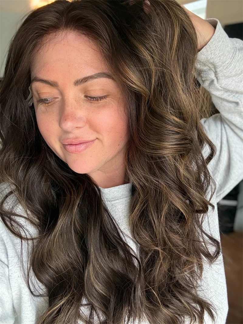 Luxury Wig Ombre Brown Women Wig Synthetic Soft HD Lace Frontal Wig for White Black Women Seamless Hairline HD Lace Front Wig