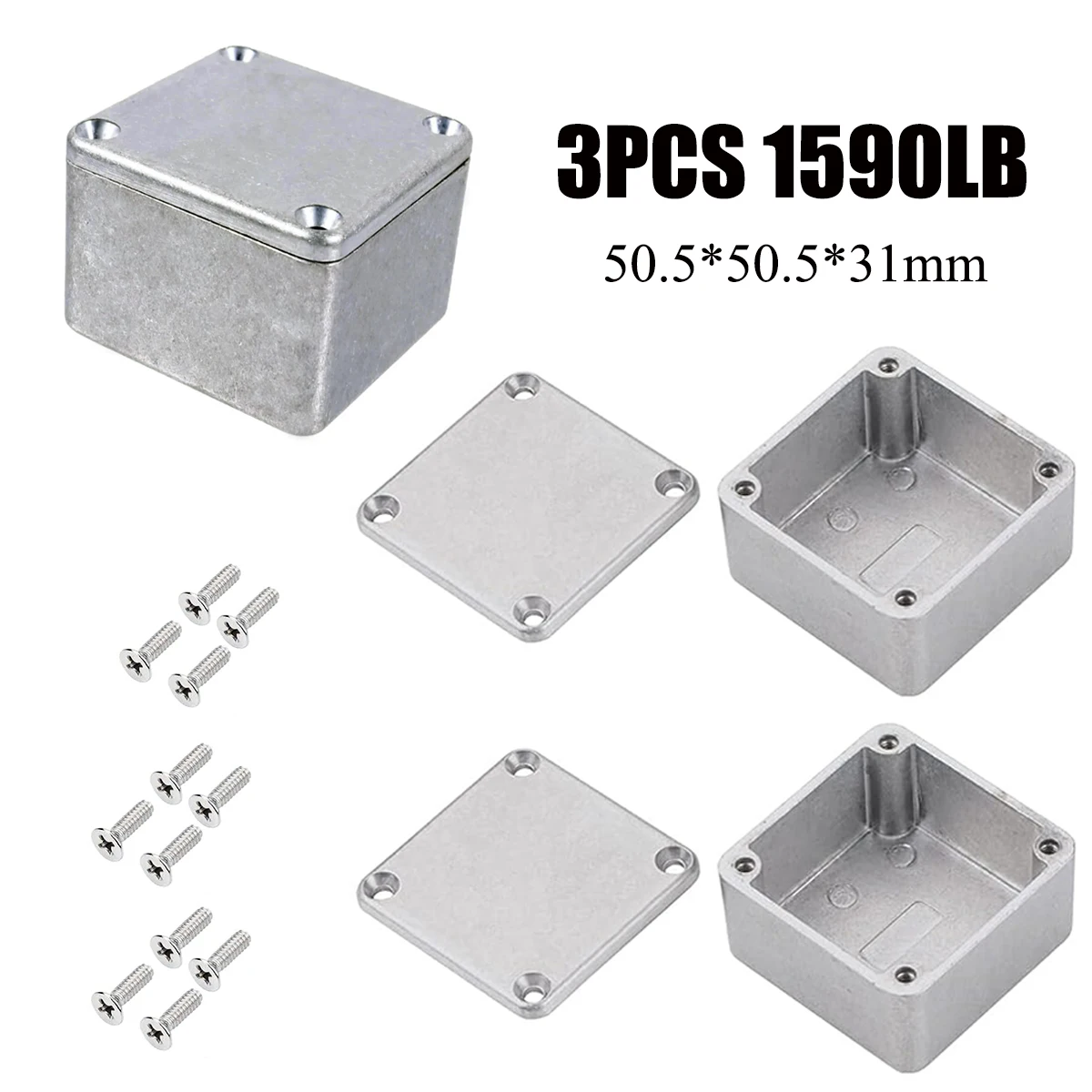 3 STKS Aluminium Stomp Box Behuizing voor DIY Gitaar Effectpedaal-12 Maten (1590A/B/BB/C/D/DD/G/LB/XX/BB2/125B/1032L) - afbeelding 1