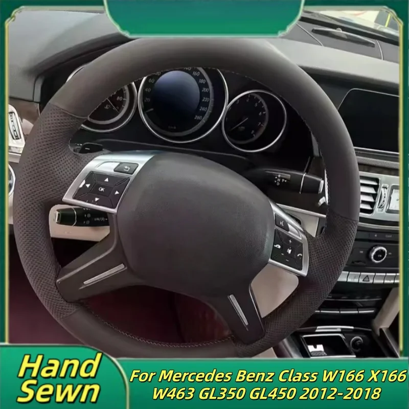 

Car Steering Wheel Cover Hand-Sewn Microfiber Leather For Mercedes Benz Class W166 X166 W463 GL350 GL450 2012-2018 Accessories