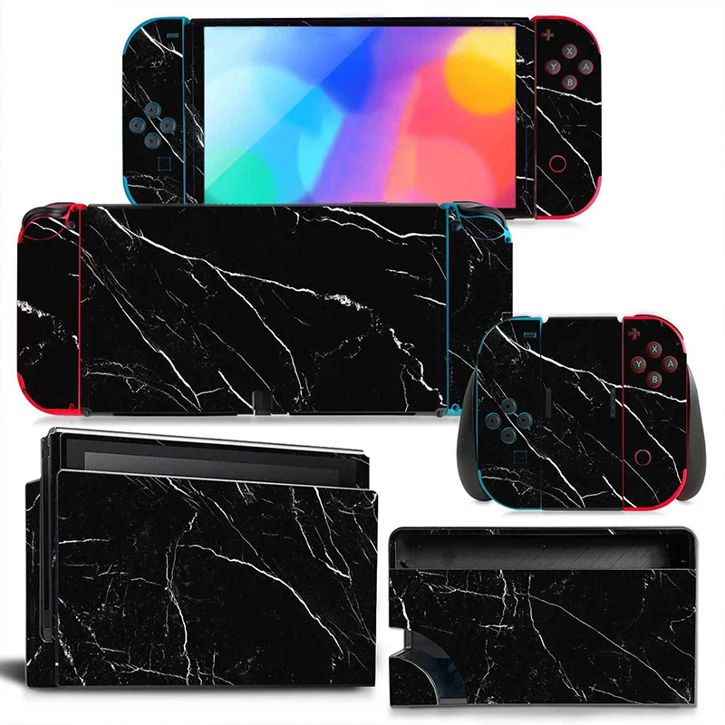 For Nintendo Switch OLED Accessories Marbling Sticker Full Set Transparent Protective Case For Switch Accessories Console Games