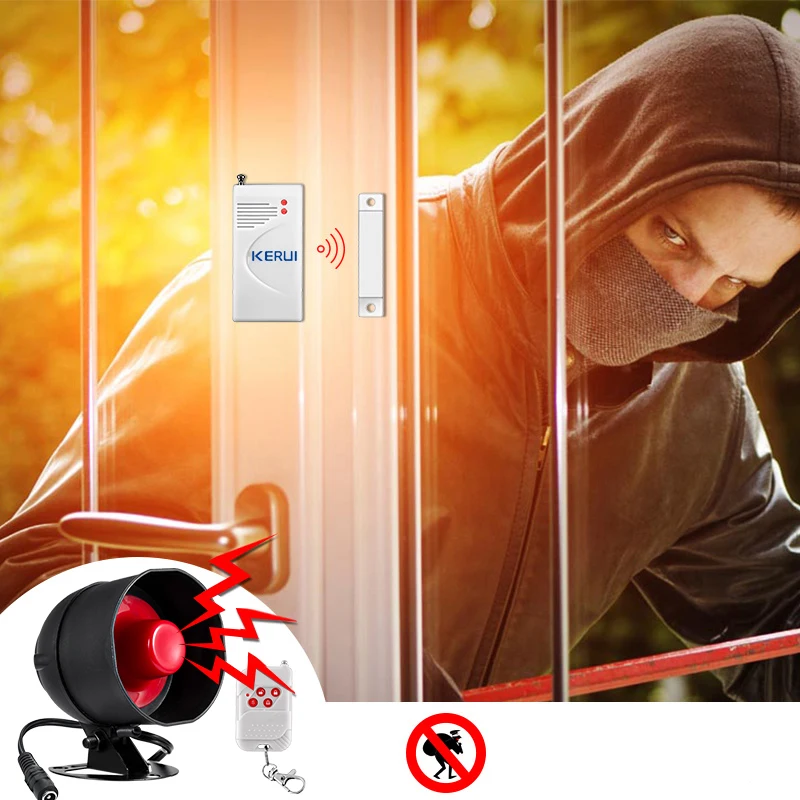 KERUI  Wireless Security Alarm System Siren Home Burglar Motion Door Sensor Compatible Alexa 433Mhz