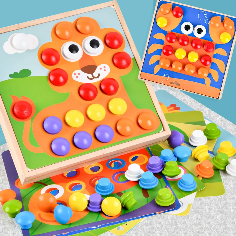 

3D Mushroom Nail Puzzle Jigsaw Toy Montessori Baby Toys Cartoon Animal Puzzles Game Kids Early Educational Toys Children Gifts