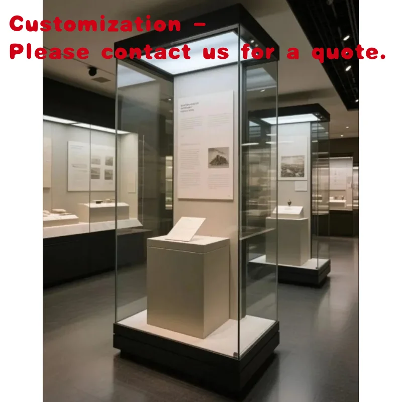 

Изготовленный на заказ. Индивидуальный стеклянный музейный дисплей. Выставочный зал. Музейный шкаф. Витрина со светодиодной подсветкой.