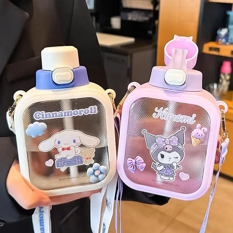 

Kuromi Children Cartoon Straw Cup Student Sanrio Kawaii Nice Appearance Summer Anime Portable Straw Plastic Cup Birthday Gift