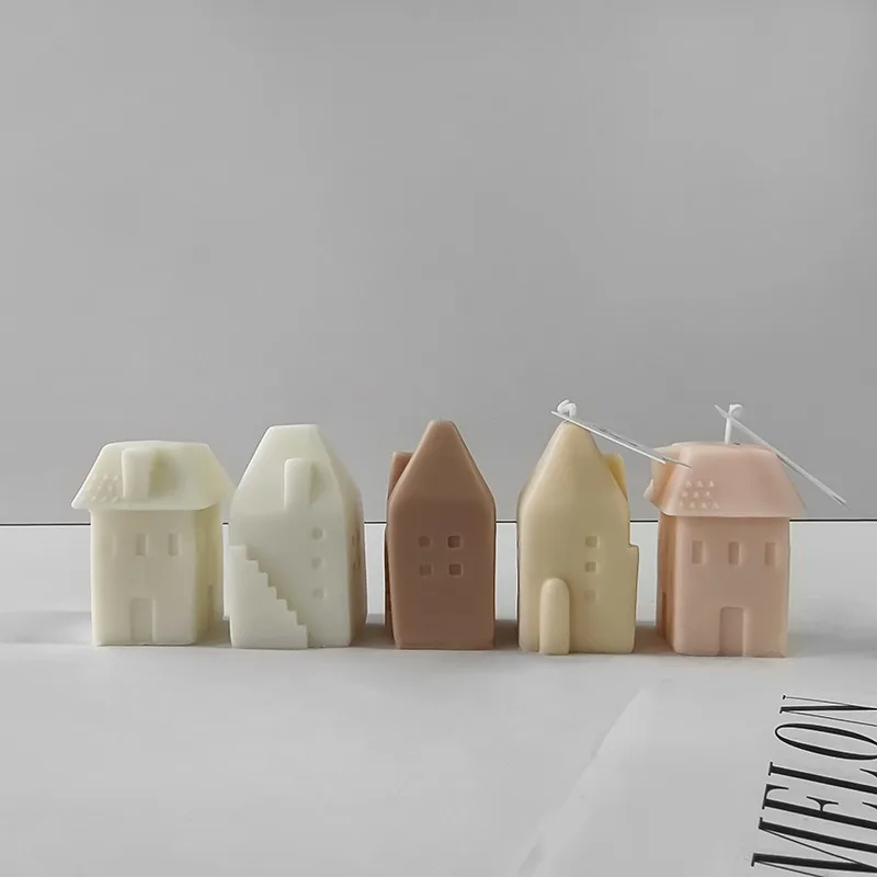 

3D House Vase Silicone Candle Mold DIY 3D Cabin Snowy House Aromatherapy Plaster Resin Ornament Making Molds Crafts Ornaments