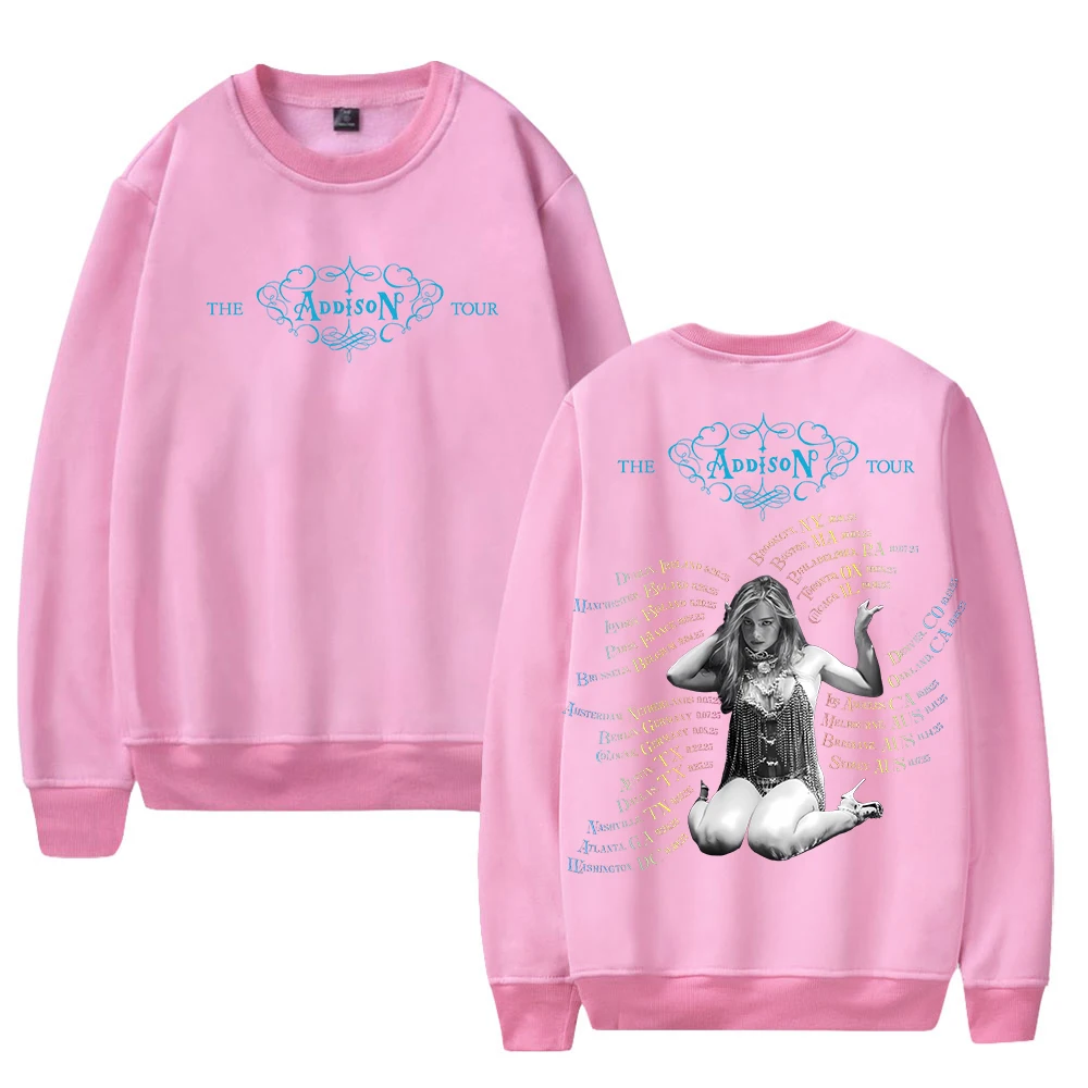 GF Addison Rae 2025 The Addison Tour Merch Crewneck كم طويل ملابس الشارع الشهير الرجال النساء البلوز البلوز موضة الملابس #5