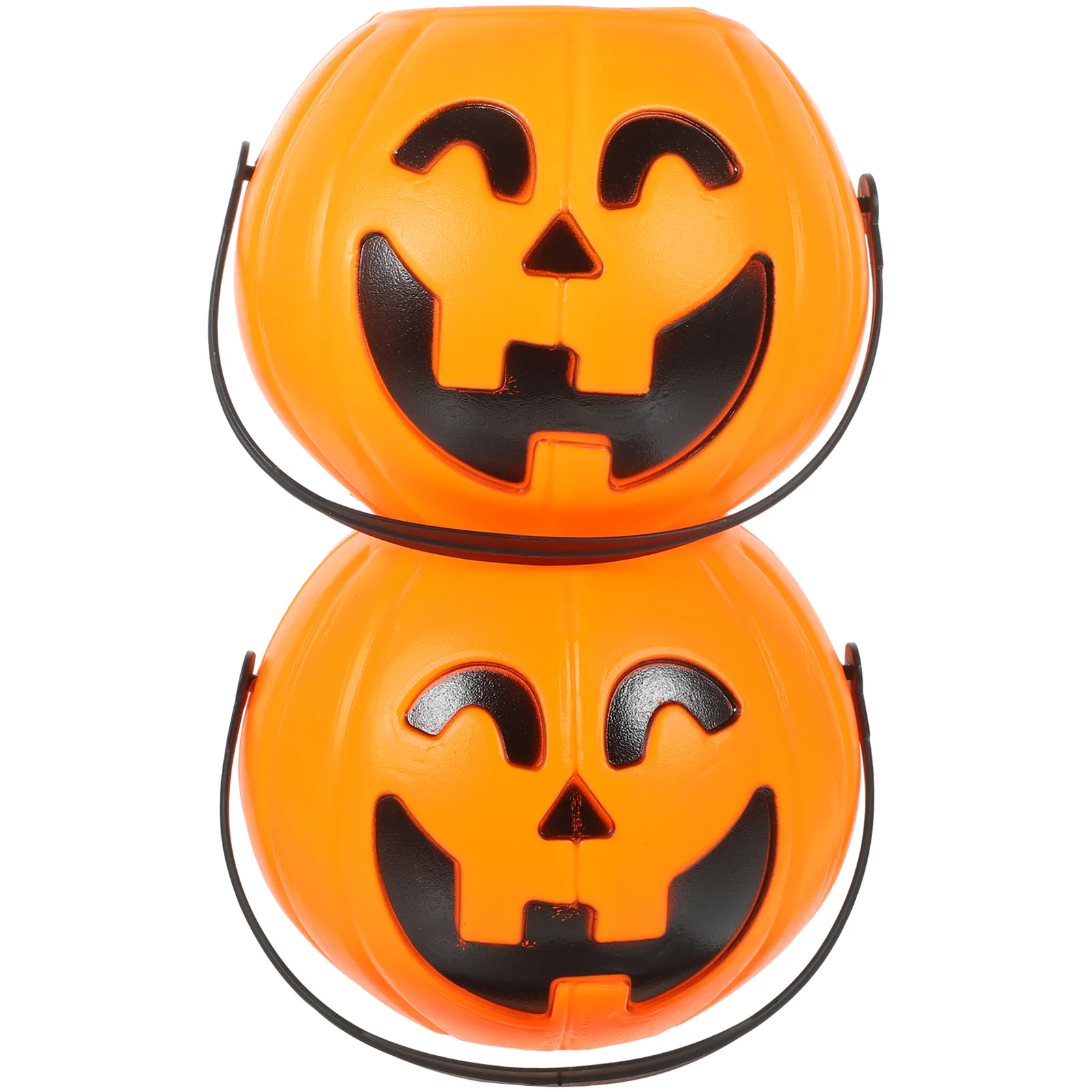 2 Pcs Pumpkin Candy Holder Bucket Halloween Sweets Decor Portable Lantern Pail Child