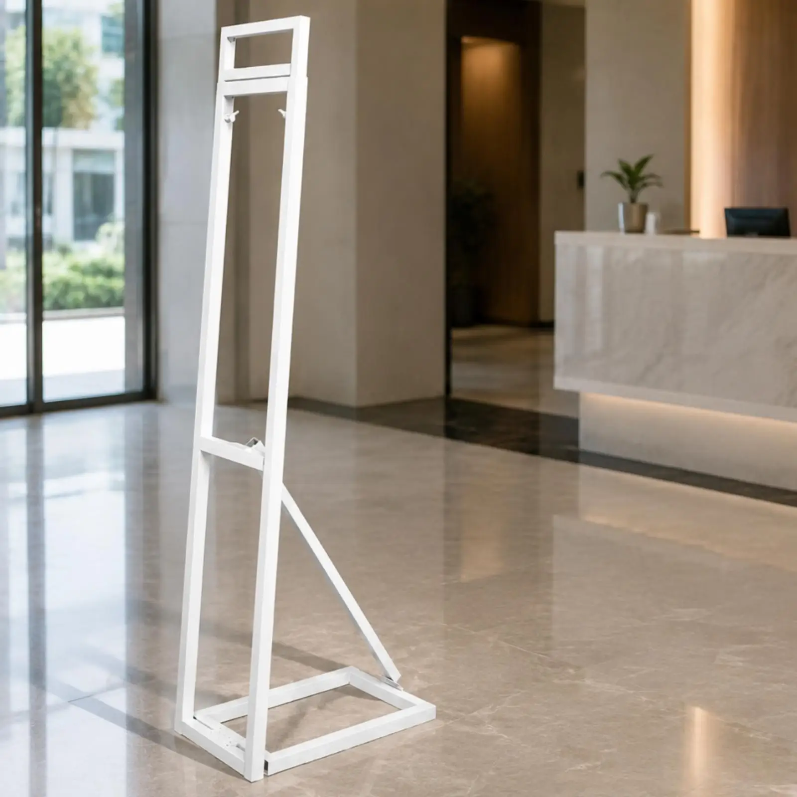 White Metal Floor Standing Display Rack for KT Foam Boards Promotional Signs Exhibition Presentations Sturdy Support