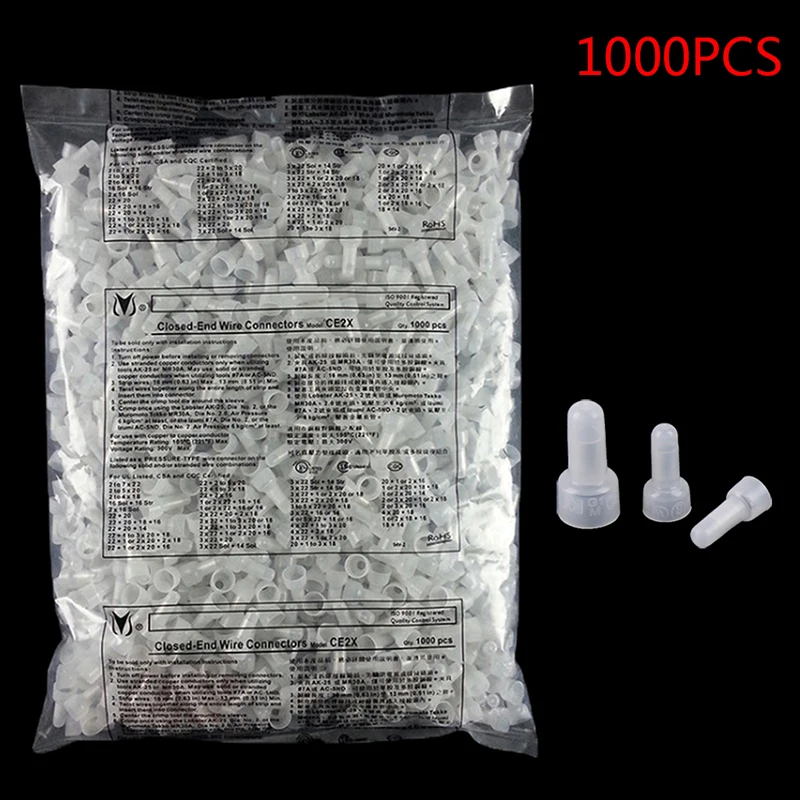 جديد 1000 قطعة CE1X CE2X CE5Xمغلق نهاية موصلات الأسلاك تجعيد محطات غطاء الكهربائية