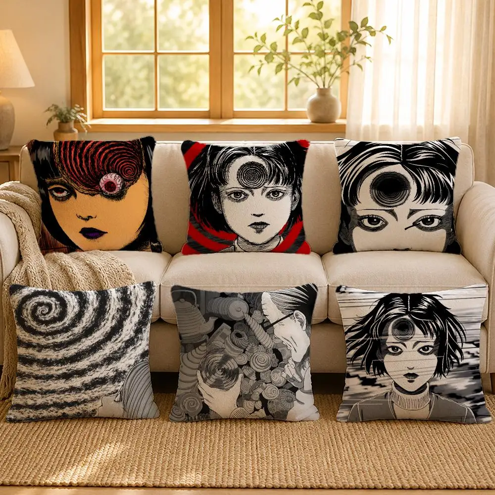 Anime Uzumaki Gothic Horror Cushion Cover Personalized Short Plush Cushion Cover Sofa Pillowcase Bedroom Home Decor Gift