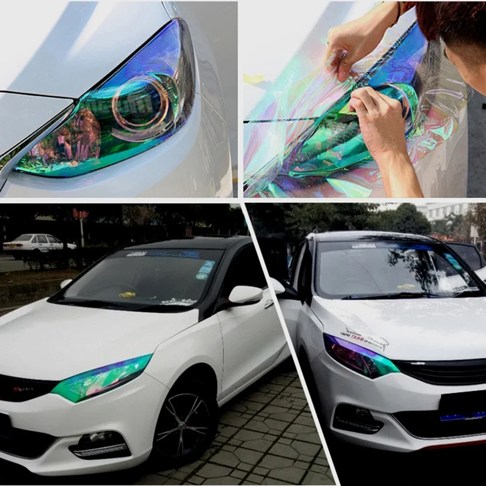 120*30cm Shiny Chameleon Auto Car Styling Headlights Taillights Translucent Film Lights Turned Change Color Car Film Stickers