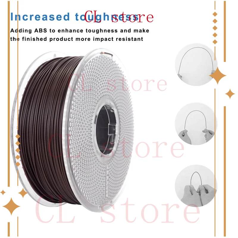 

Цвет имитации дерева PLA F Нить для 3D-печати 1,75 мм Размерная точность +/- 0,02 мм, PLA F Цвет ореха 1 кг