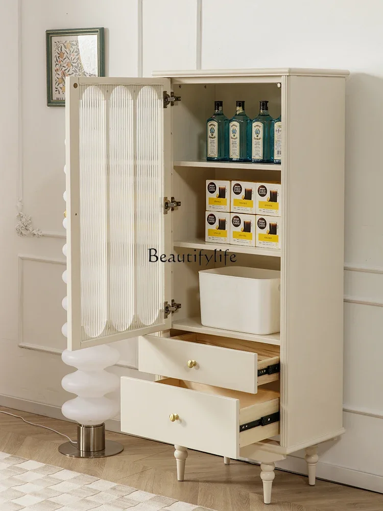 1L 프렌치 크림 스타일 단일 도어 와인 캐비닛 올 솔리드 우드 아메리칸 사이드 캐비닛 거실 가구