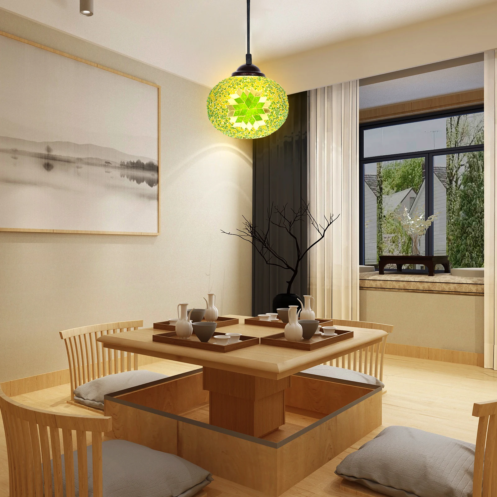 

Colorful Glass Lamp Shade Decorative Table Lampshade Mosaic Lamp Cover for Bedroom Study Indoor Lighting Small Lampshade