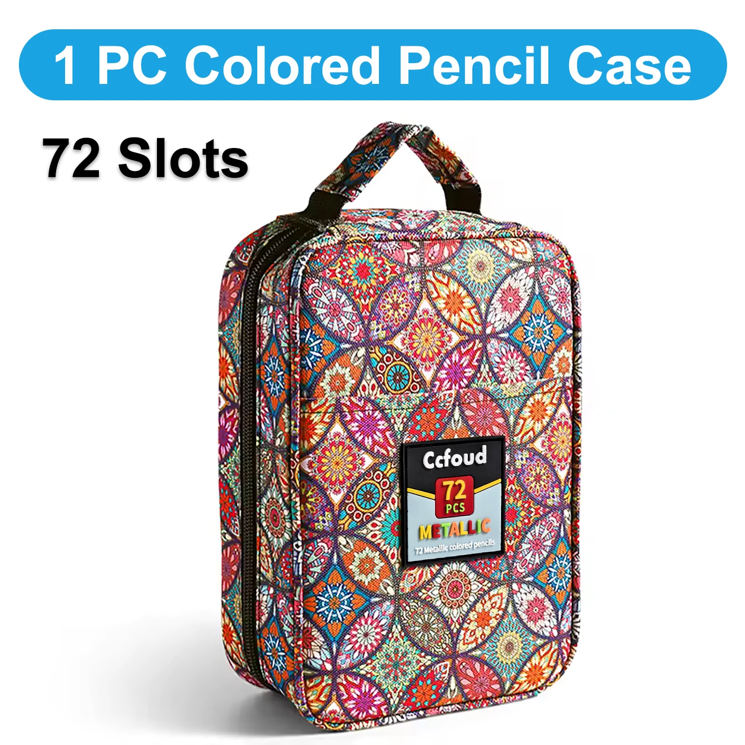 1pc Gekleurde Etui 50/72/120 Slots, Grote Capaciteit Pen Etui, Gel Pennen Organizer Rits Draagbaar Geschikt