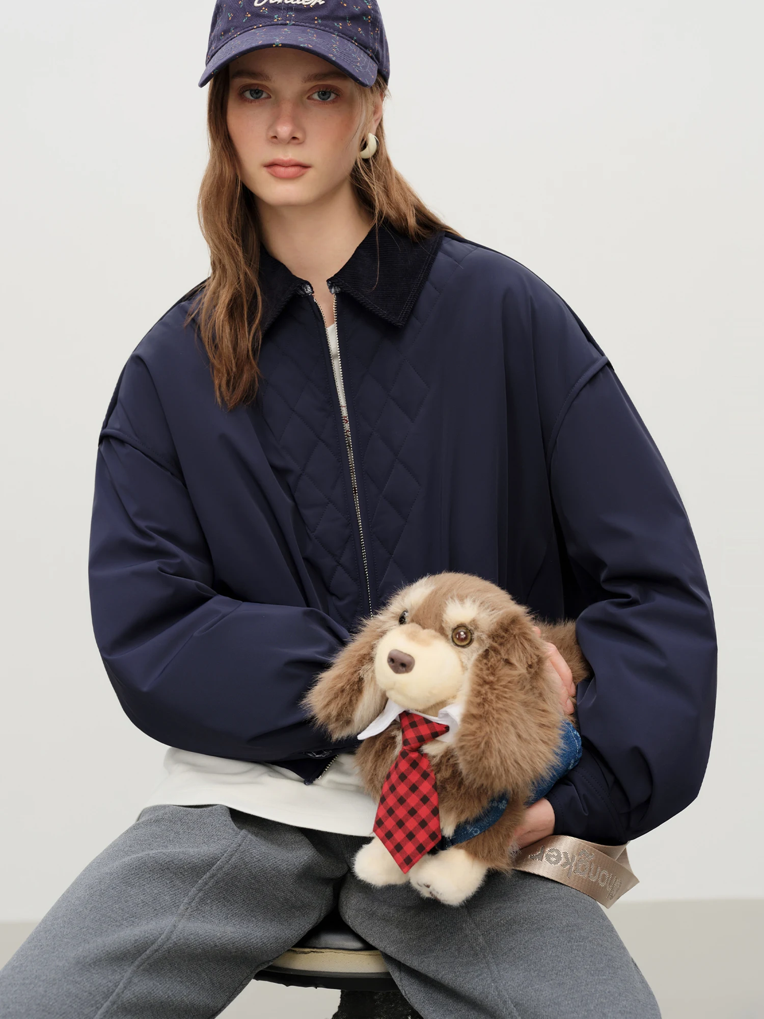 Fsle estilo celeiro leve acolchoado jaqueta feminina 2025 inverno vintage painel xadrez acadêmico casaco curto retro faculdade outerwear