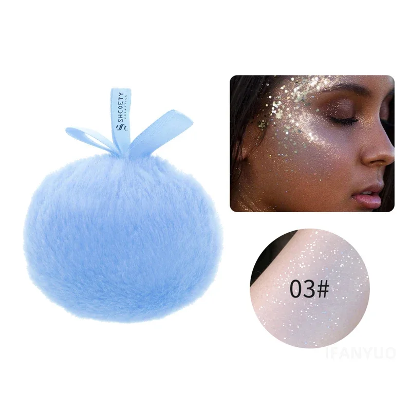 2 In 1 Big Puff Highlighter Makeup Powder  Plush Peach Ball  Loose  Setting  Sponge Cosmetic Tools