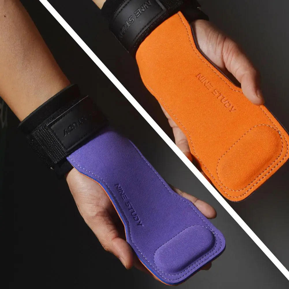 Random Color Cowhide Gym Gloves Grips Anti-skid Belt Pads Belt Workout Deadlift Gloves Lifting Fitness Crossfit T8t0