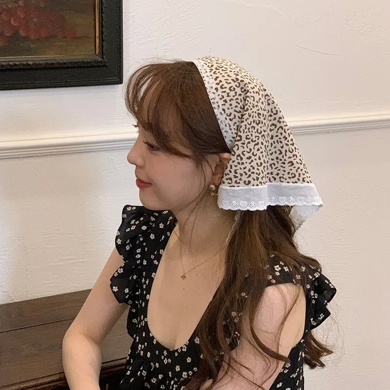 Women\'s Summer Fashion Headband Orange Leopard Headscarf French Scarf Silk Scarf Tied Hair Silk Scarf Headband Sweet Cool Style