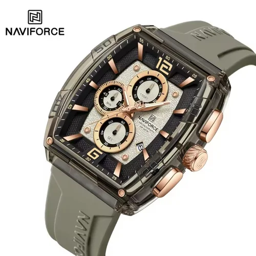 NAVIFORCE 6101 nuevo reloj de cuarzo informal para hombre esfera Tonneau impermeable luz nocturna cronógrafo deportes al aire libre relojes para hombre reloj