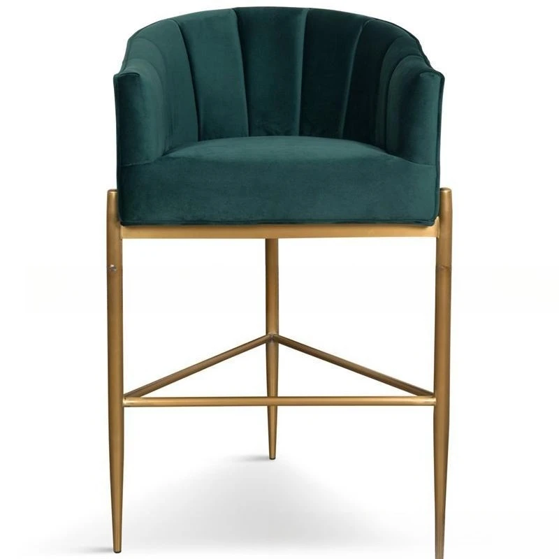 

Simple modern stainless steel bar chair furniture Nordic light luxury metal fabric bar Cafe front desk chair