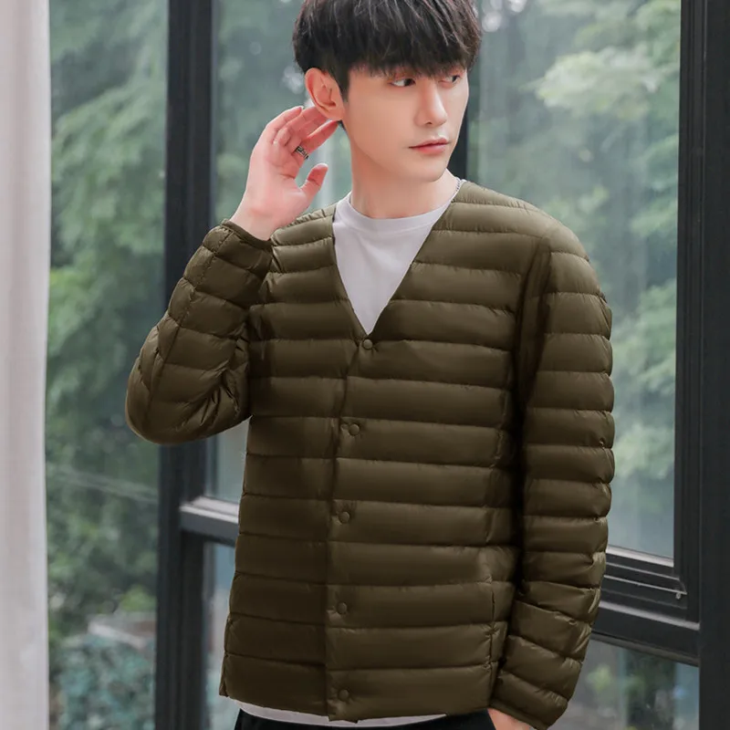Men's Fall Winter Coat Jacket Down Jacket White Duck Down Liner Short Paragraph Thickened Warm Personalized Comfortable Leisure