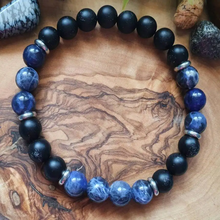 

Handmade dumortierite beads bracelet, men's cuff button bracelet, Ramadan prayer bead bracelet,holiday gift, daily wear