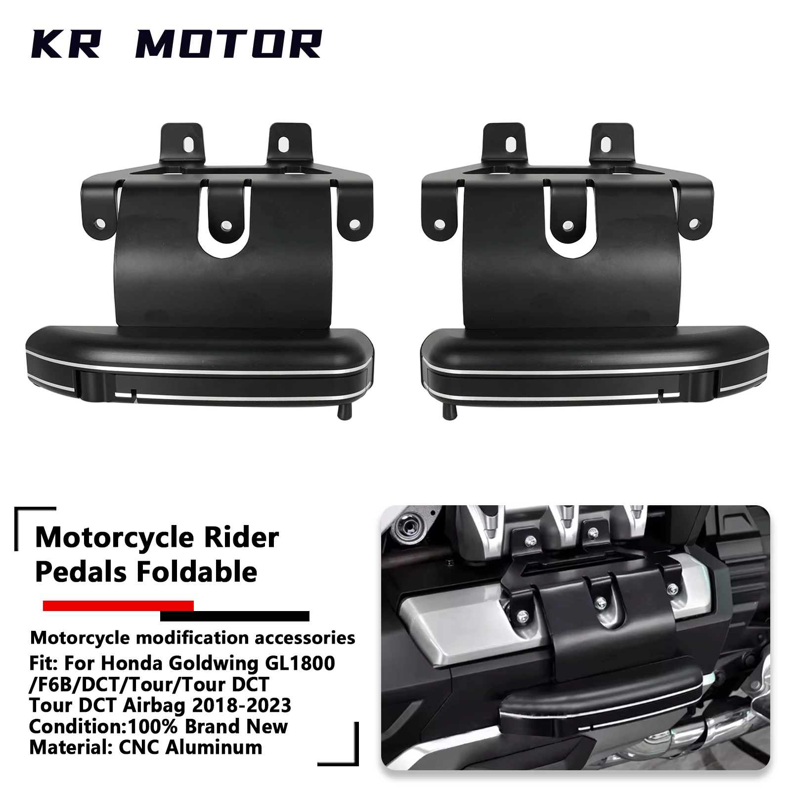 Fit For Honda Gold Wing GL1800 F6B 2018-2025 Motorcycle Foldable Foot Pedal Adjustable Highway Peg Mounts Pegs Engine Protection