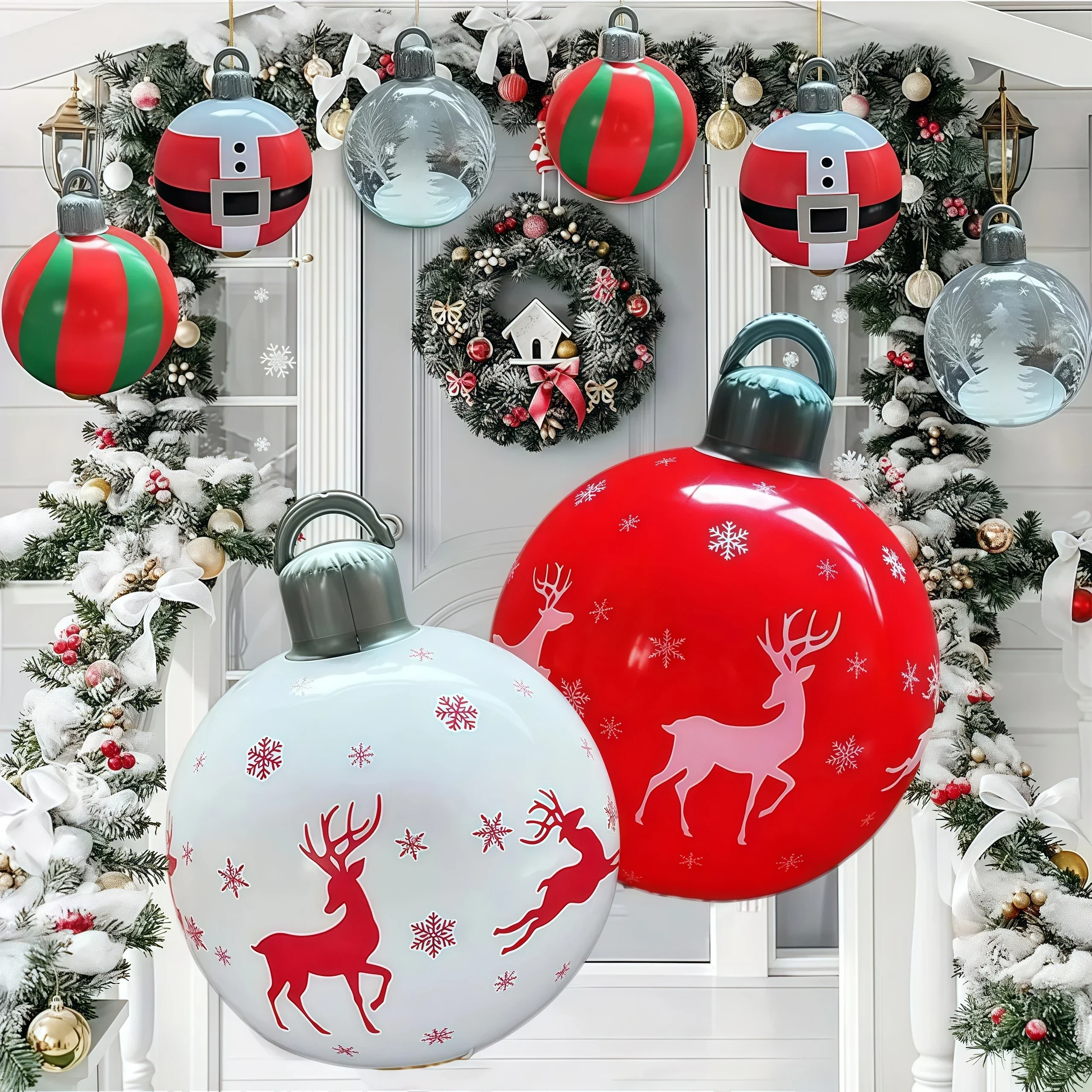 40cm Giant Outdoor Christmas Inflatable Ball Decorated Ball Ornaments Big Large Xmas Tree Decoration Toy Ball Christmas Decor