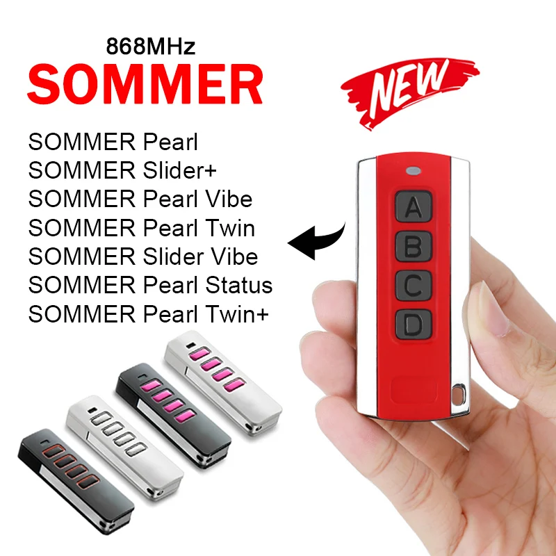 

For SOMMER Pearl Slider Twin Vibe SOMloq2 Garage Door Opener 868MHz Rolling Code Replace SOMMER Remote Control Transmitter