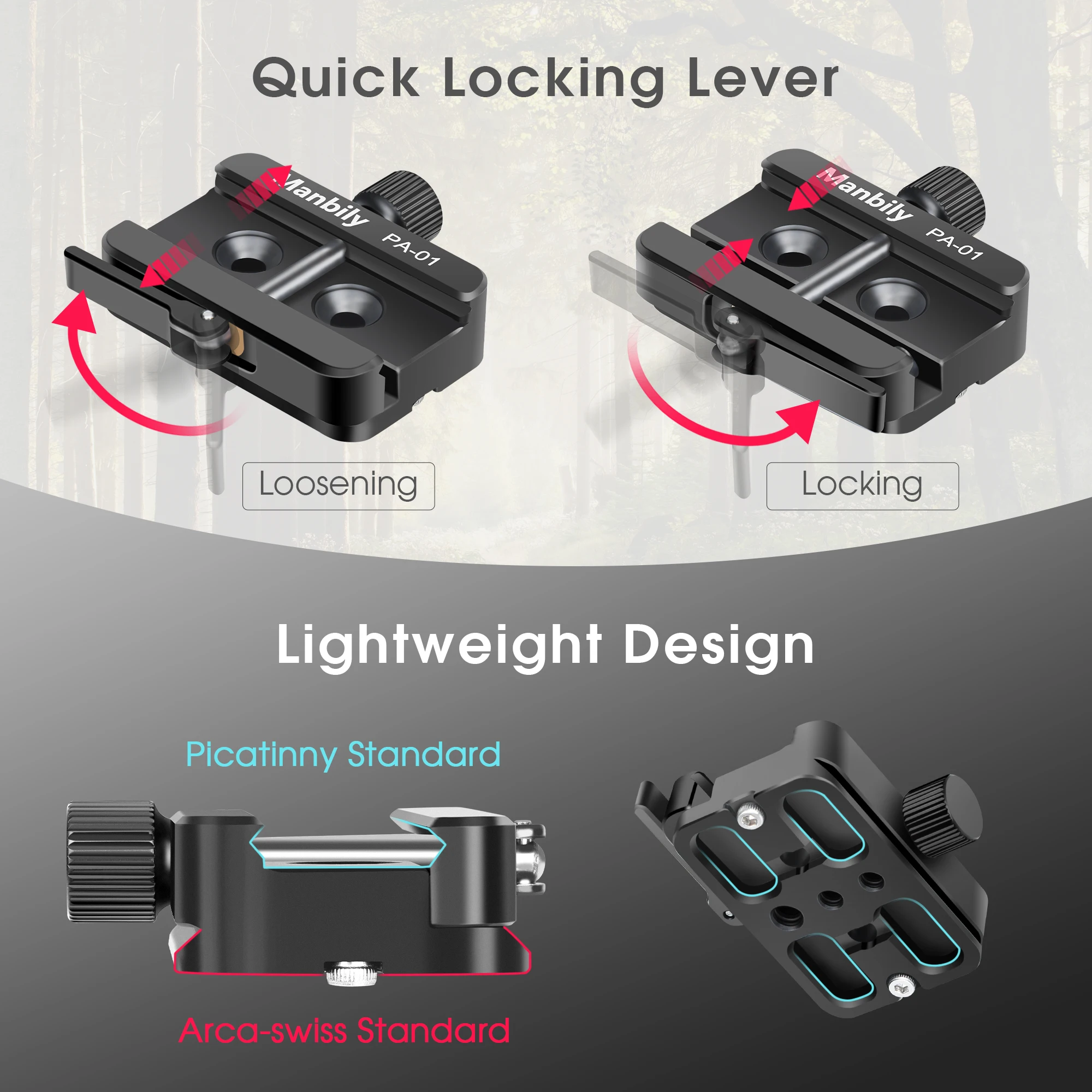 Manbily Quick Release Plate Arca Swiss Clamp for Tripod Ball Head Quick Release Clamp Aluminum Tripod Dovetail Adapter Mount