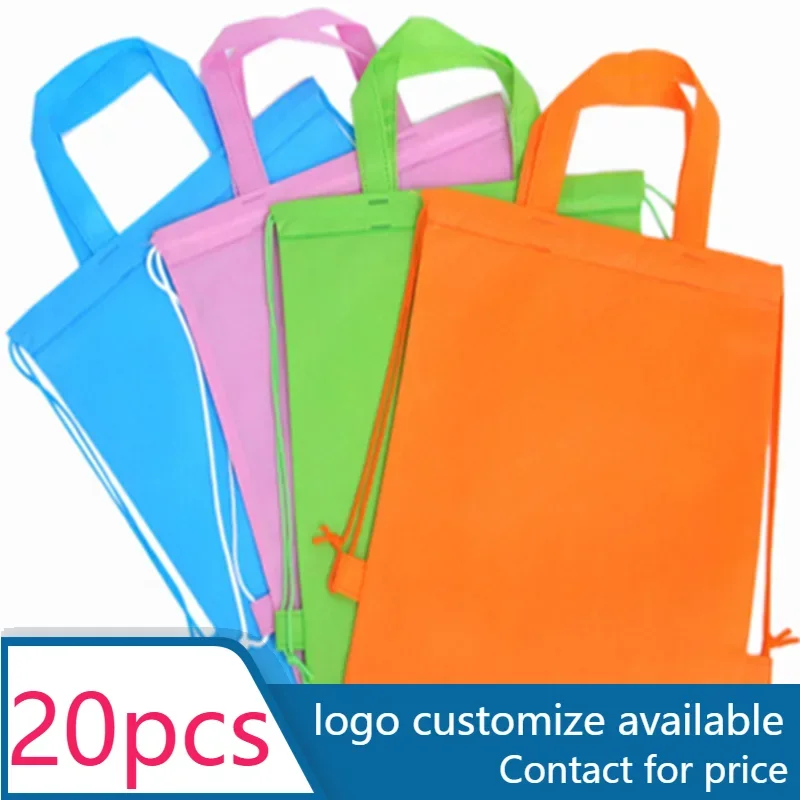 

20 pcs 30x38cm whosales capacity eco foldable fashion non woven travel shopping bags School Eco non woven storage shopping bags