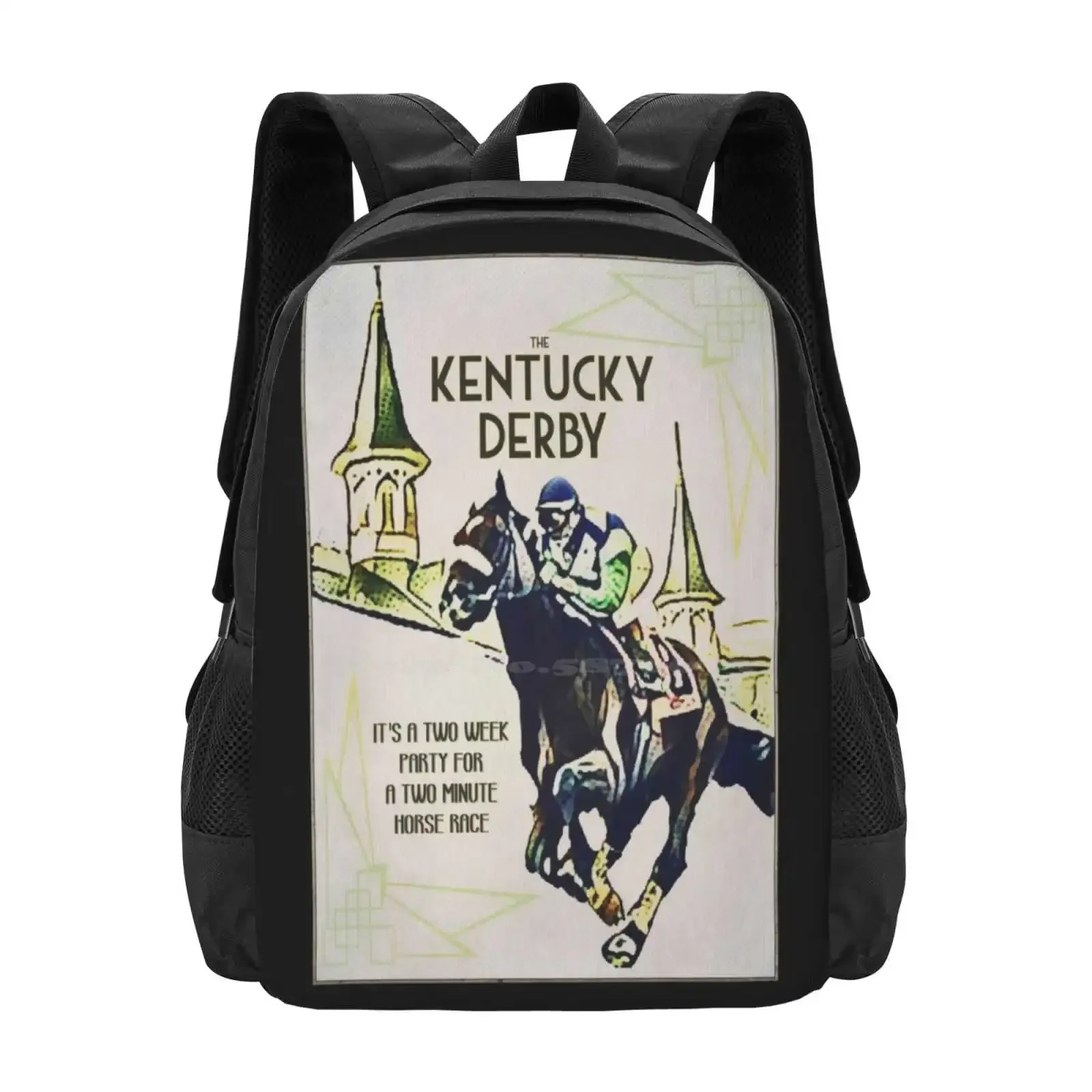 

Это дерби снова времени! Дизайнерская сумка с узором Студенческий рюкзак Фестиваль Дерби Churchill Downs Thunder Over Horse Racing