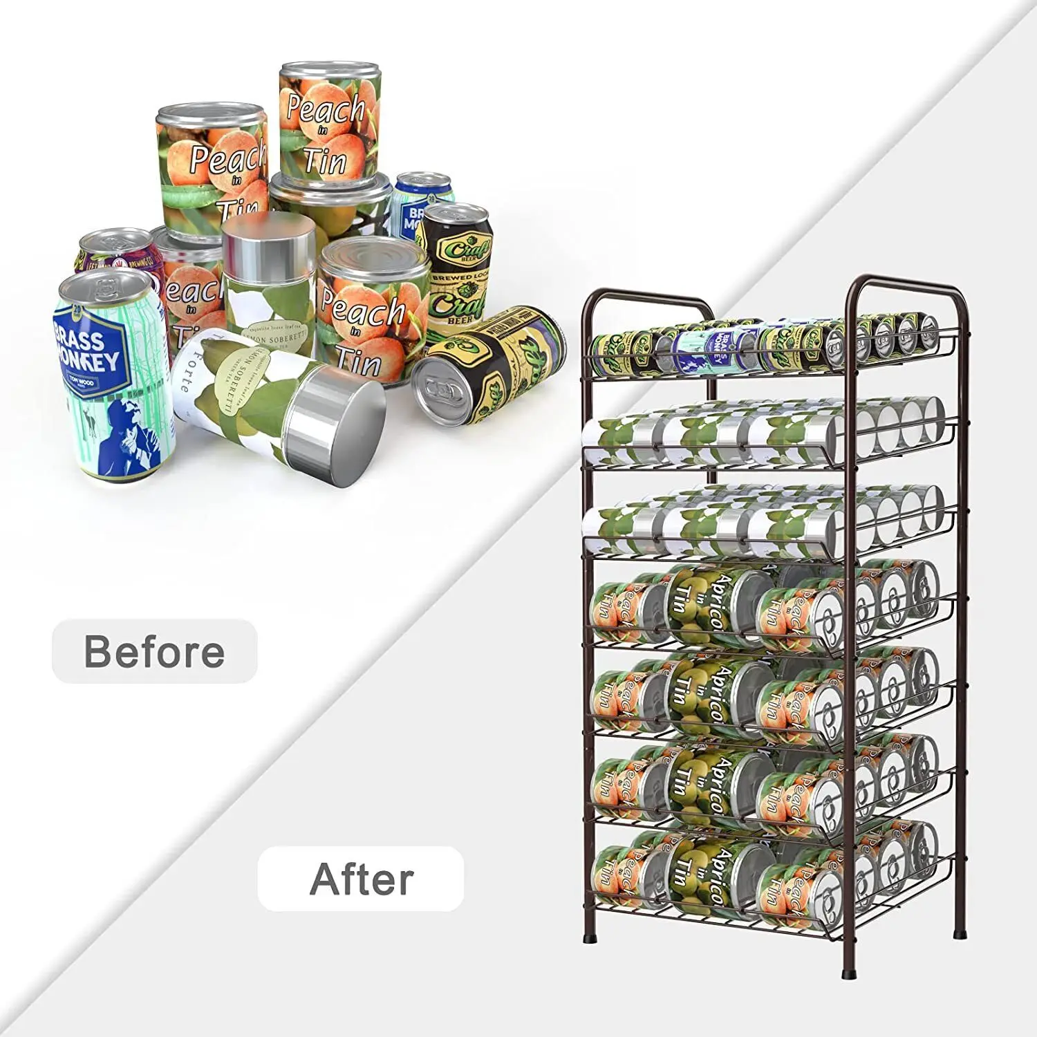 The 7th floor can dispenser rack in the food storage room can accommodate 84 multi-functional cans