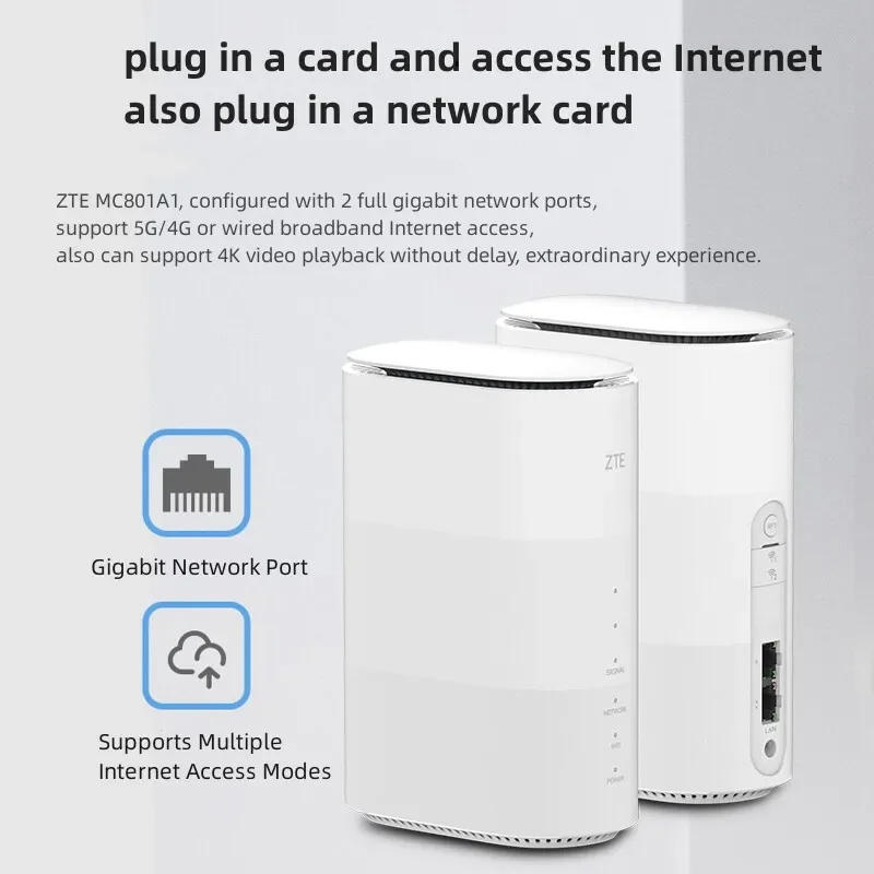 Original ZTE MC801A1 5G CPE Router Support WiFi 6 SDX55 Platform With SIM Card Slot WiFi Router Network Amplifier Repeater