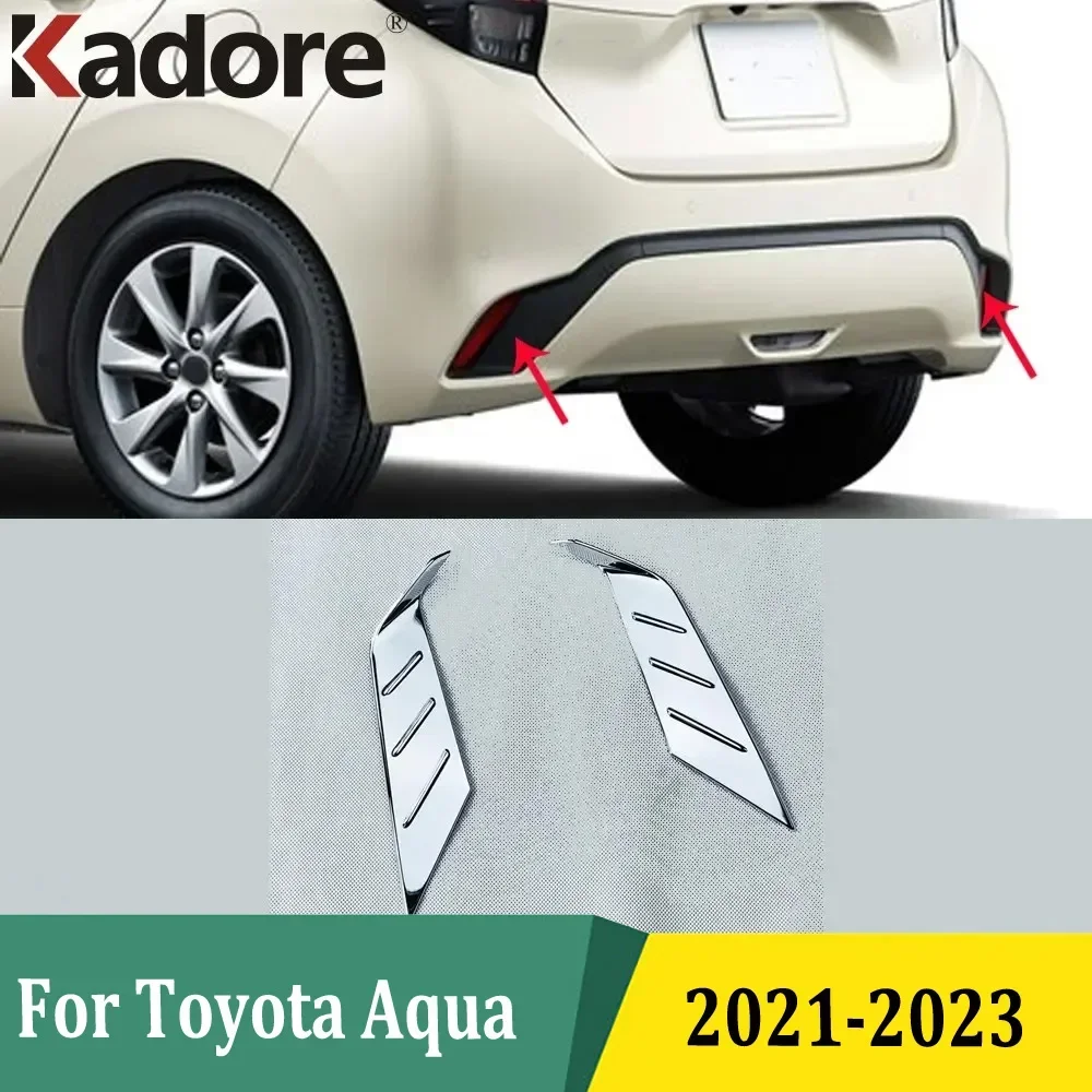 

For Toyota Aqua 2021 2022 2023 Chrome Rear Reflector Fog Light Lamp Sticker Foglights Cover Decoration Trim Accessories