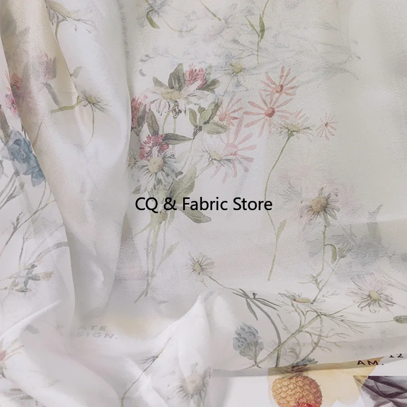 Soft Organdy Printed Fabric for Sewing DIY Clothing Accessories in European Style By The Yard