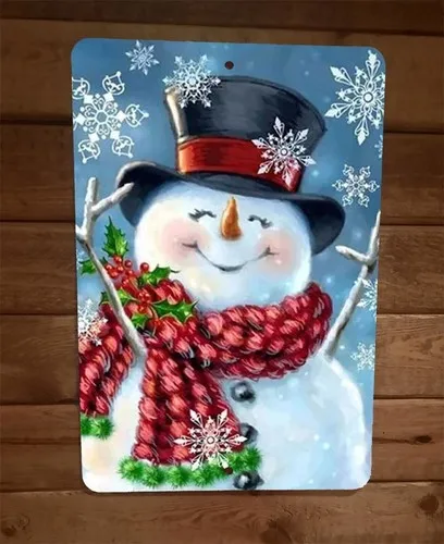 Merry Xmas Christmas Happy Snowman  Metal Wall Sign Poster