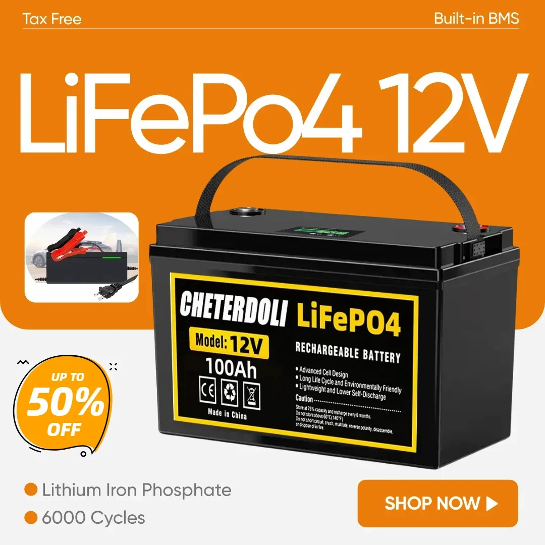 Aleaivy 100Ah 200Ah 300Ah LiFePo4 Battery for 12V 24V BMS Lithium Iron Phosphate Battery Fit Solar Power Camp RV EU Stock No Tax